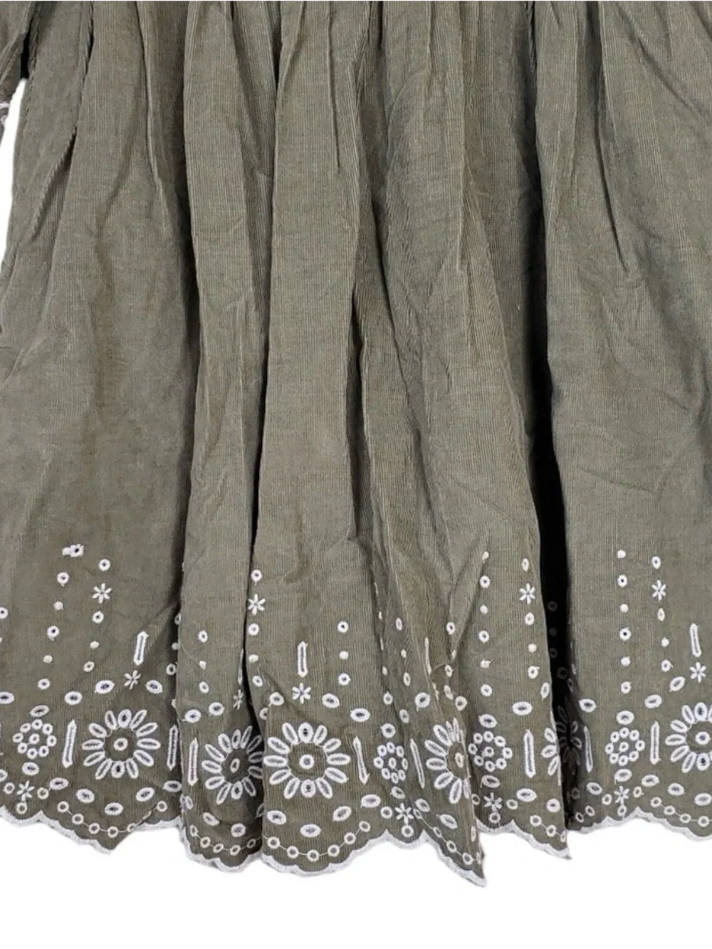 Madewell Embroidered Corduroy Square-Neck Mini Dress Size Medium Petite - Picture 5 of 7